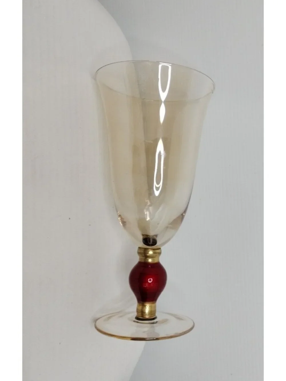 Slant Aristocrat Elegant Gold Tone Ruby Stem Beverage Glass 8